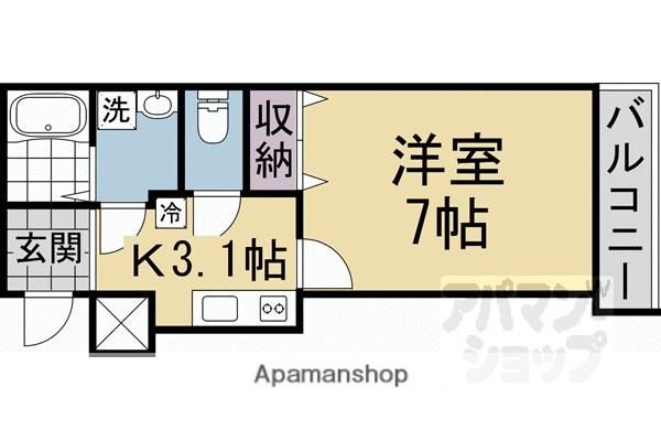 ビエノス京都花園(1K/2階)の間取り写真
