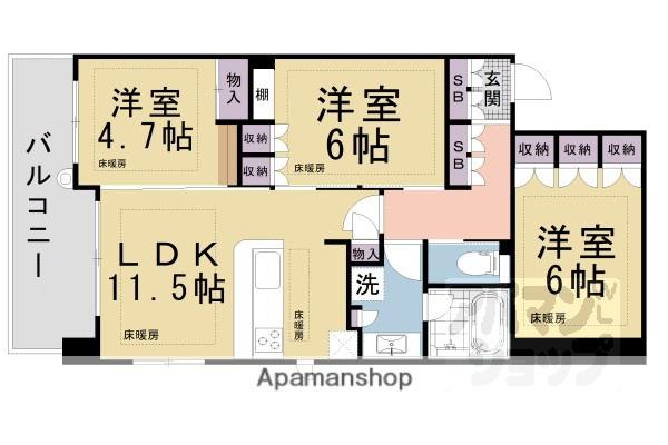 アバンエスパス烏丸御池(3LDK/5階)の間取り写真