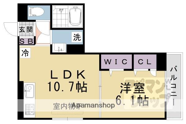 GRAMM御陵荒木B(1LDK/2階)の間取り写真
