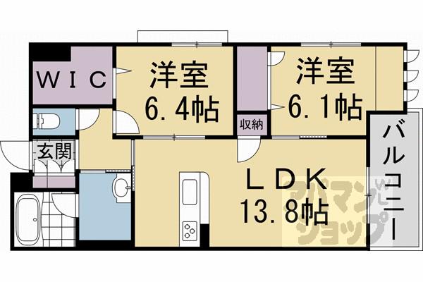 シャーメゾン西ノ京(2LDK/2階)の間取り写真
