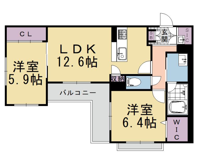 シャーメゾン ル・ボヌール(2LDK/3階)の間取り写真