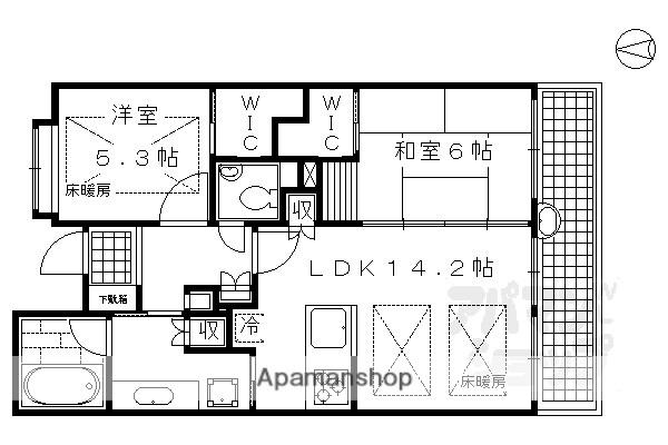 グランブルー御池高倉(2LDK/4階)の間取り写真