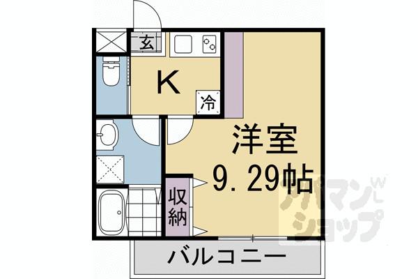 フラッティ西京極(1K/1階)の間取り写真