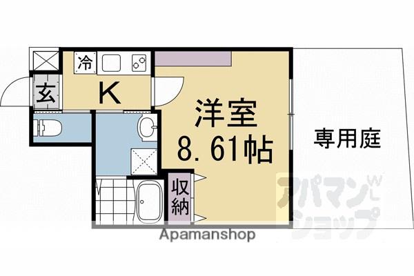 フラッティ西京極(1K/1階)の間取り写真