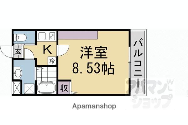 フラッティ西京極(1K/4階)の間取り写真
