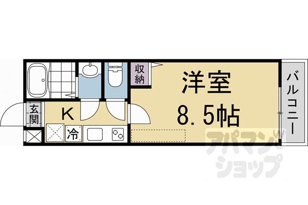 フラッティ谷口園町(1K/2階)の間取り写真