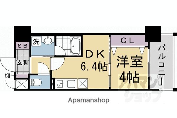 ベラジオ雅び京都円町駅前(1DK/6階)の間取り写真