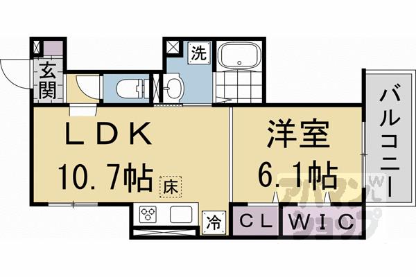 GRAMM桂北滝川C棟(1LDK/3階)の間取り写真