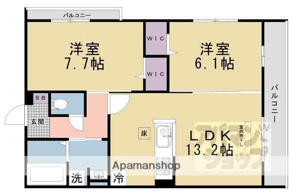 ヴァンソレイユ二条(2LDK/1階)の間取り写真
