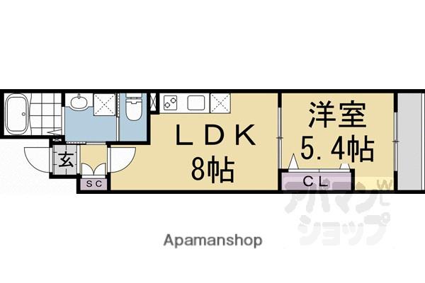 ARCA嵯峨嵐山(1LDK/1階)の間取り写真