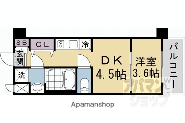 レシオス京都嵯峨野(1DK/2階)の間取り写真
