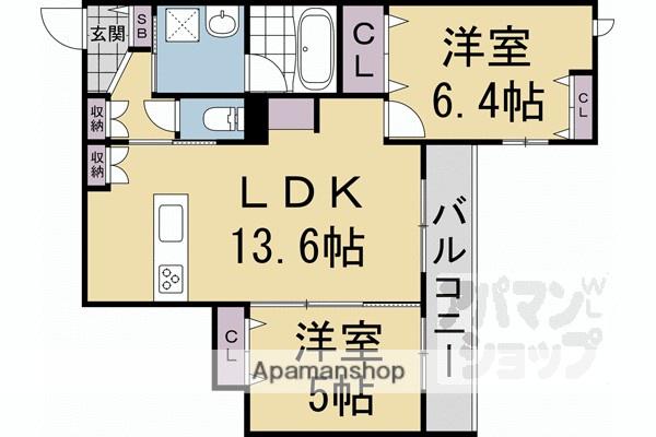 SORAIRO HILLS 空彩ヒルズ(2LDK/1階)の間取り写真