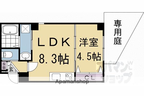 GROOVE西院清水町(1LDK/1階)の間取り写真