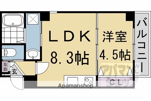 GROOVE西院清水町(1LDK/4階)の間取り写真