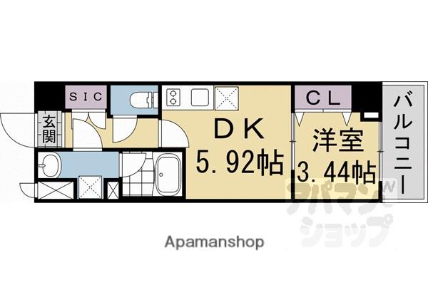 阪急電鉄京都線 西京極駅 徒歩17分 7階建 新築(1DK/5階)の間取り写真