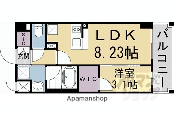 阪急電鉄京都線 西京極駅 徒歩17分 7階建 新築(1DK/5階)の間取り写真