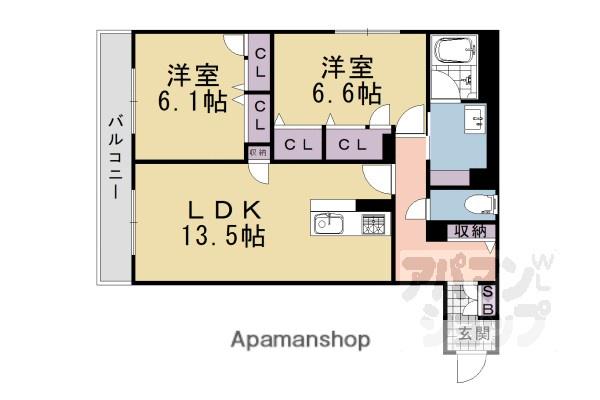 グランコート北浦(2LDK/2階)の間取り写真