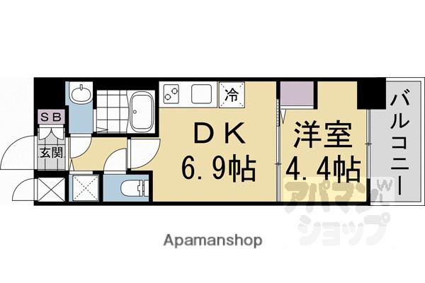 CREST TAPP 京都太秦天神川 DEX (1DK/3階)の間取り写真