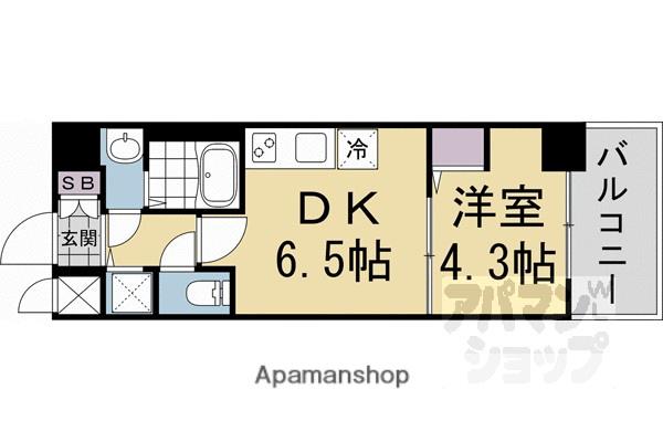CREST TAPP 京都太秦天神川 DEX (1DK/3階)の間取り写真
