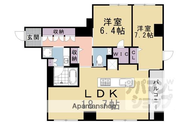 京都市烏丸線 丸太町駅(京都市営) 徒歩4分 5階建 新築(2LDK/5階)の間取り写真