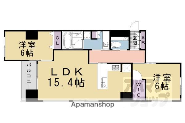 京都市烏丸線 丸太町駅(京都市営) 徒歩4分 5階建 新築(2LDK/1階)の間取り写真