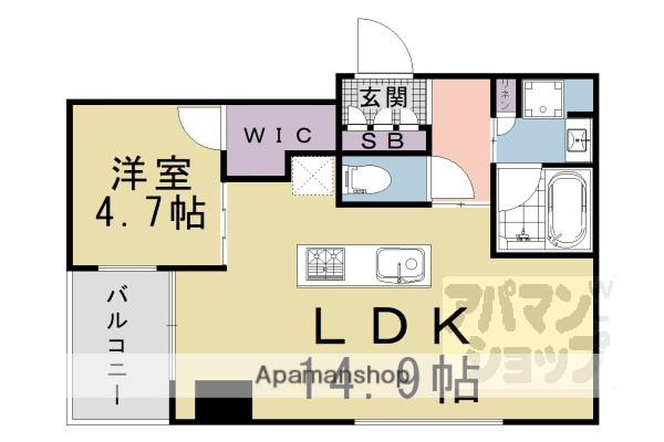 京都市烏丸線 丸太町駅(京都市営) 徒歩4分 5階建 新築(1LDK/3階)の間取り写真