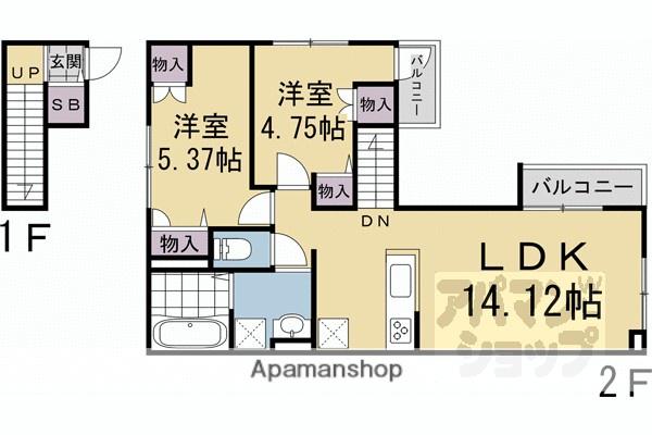ベルリード桂(2LDK)の間取り写真