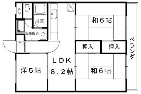 エス・テラス桂(3DK/4階)の間取り写真