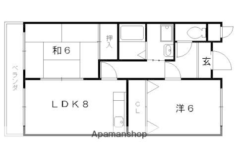 エクセレント上桂(2DK/2階)の間取り写真