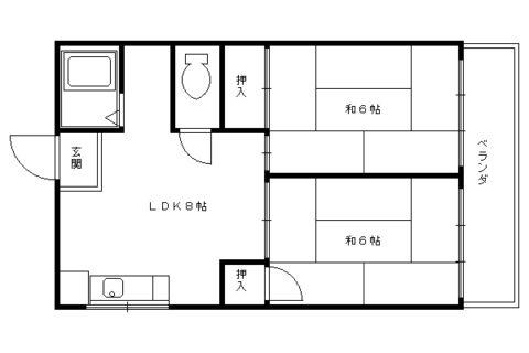 離宮ガーデンハイツ(2LDK/2階)の間取り写真