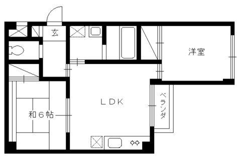 LA FESTA京都桂(2DK/2階)の間取り写真