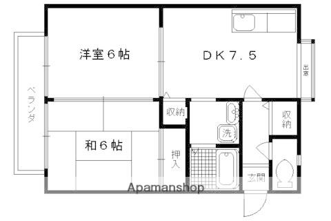 サンライフ太秦(2DK/1階)の間取り写真