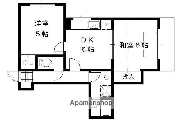 北村マンション(2DK/2階)の間取り写真