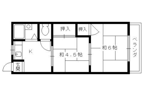 北山田荘(2K/2階)の間取り写真