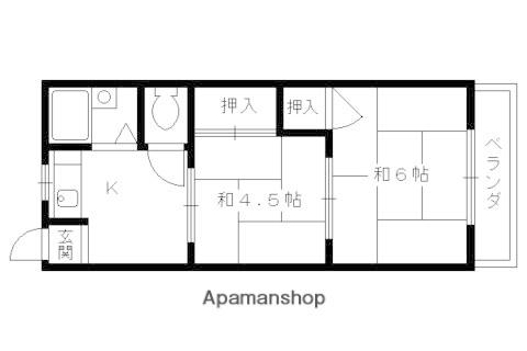 北山田荘(2K/2階)の間取り写真