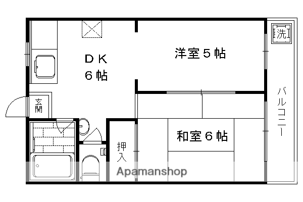 コーポ西大橋(2DK/3階)の間取り写真