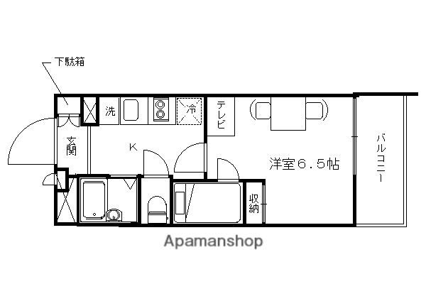 レオパレス西ノ京円町(1K/1階)の間取り写真