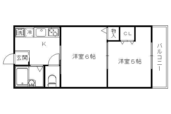 プラムコート梅津(2K/2階)の間取り写真