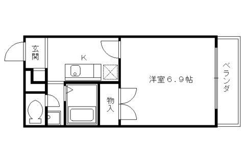 プレジール西ノ京(1K/2階)の間取り写真