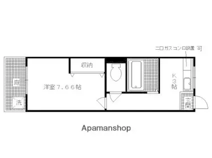 クレセントYANAGI(1K/1階)の間取り写真