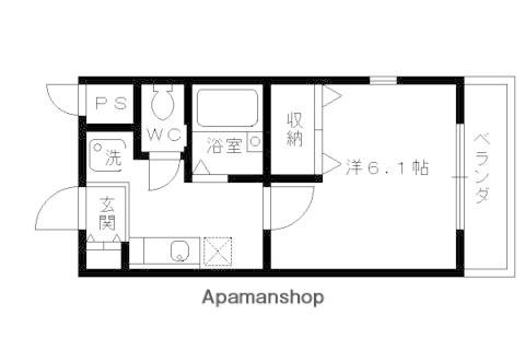 カームハウス嵯峨野(1K/2階)の間取り写真