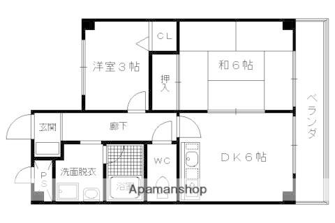 ボヌール有栖川(2DK/2階)の間取り写真
