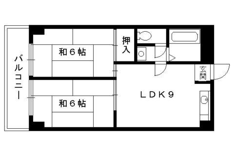 エスカローナ玉田(2LDK/3階)の間取り写真