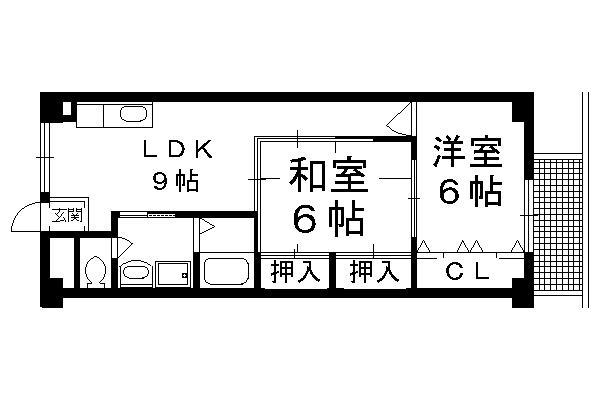 エスポワール紫野(2LDK/2階)の間取り写真