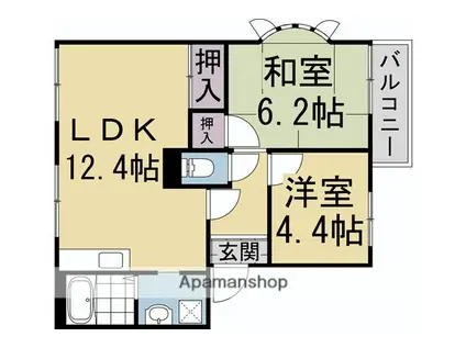 CASAKITAYAMA(2LDK/2階)の間取り写真