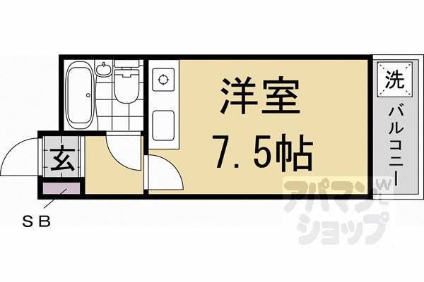 SINGLE QUARTERS西賀茂(ワンルーム/1階)の間取り写真