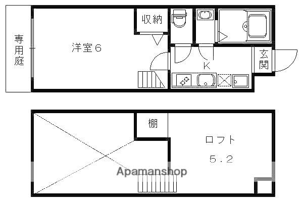 MONA VALE ウエスト(1K/1階)の間取り写真