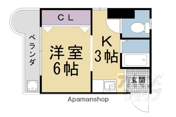 銀閣寺南(1K/3階)の間取り写真