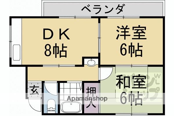 シャトレ修学院(2DK/3階)の間取り写真