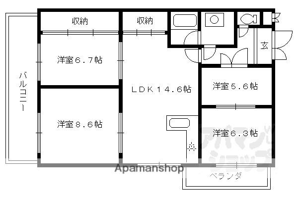 ルシェール西院(4LDK/4階)の間取り写真